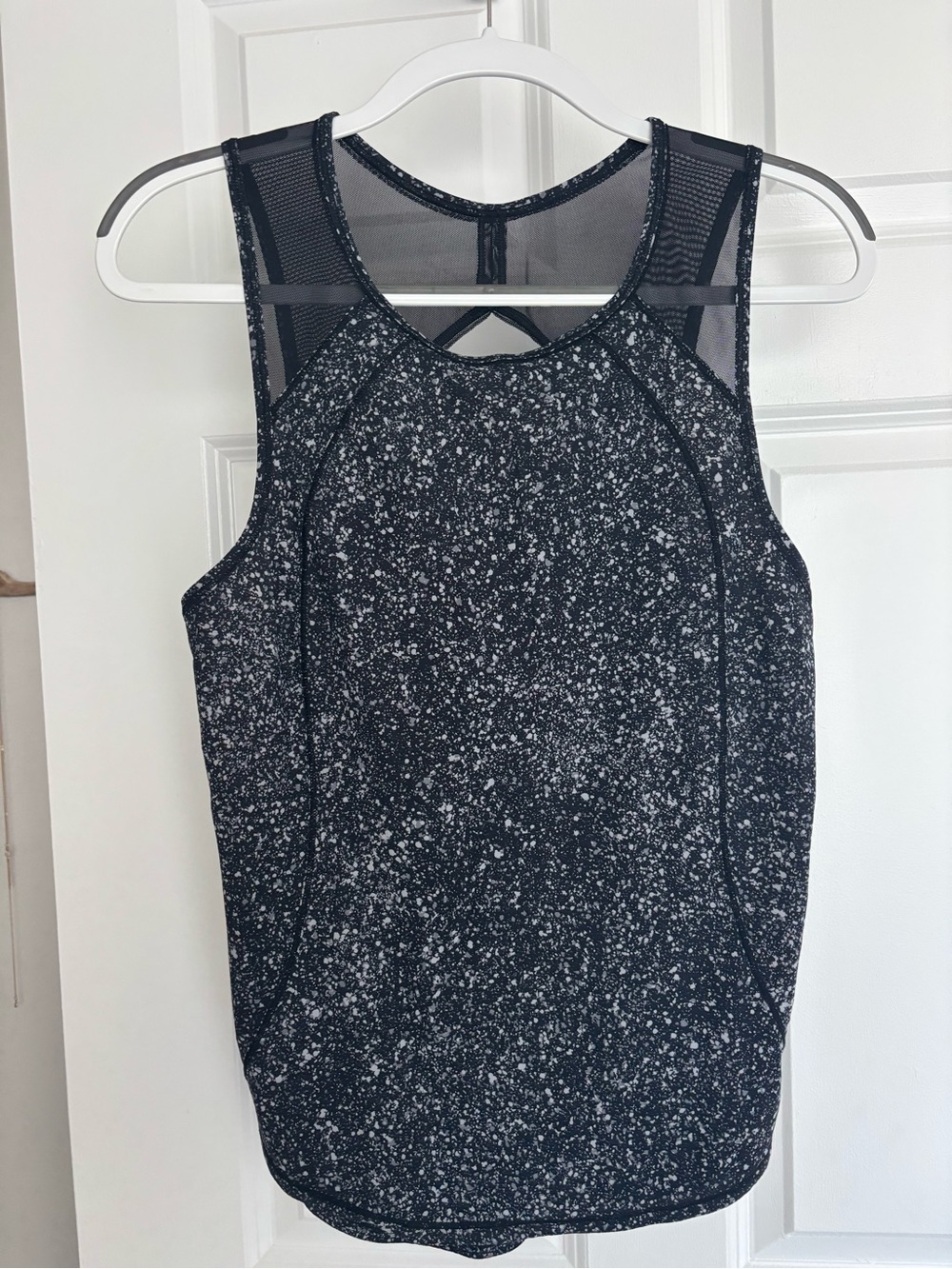 lululemon athletica Black & White Speckled Mesh-Back Tank